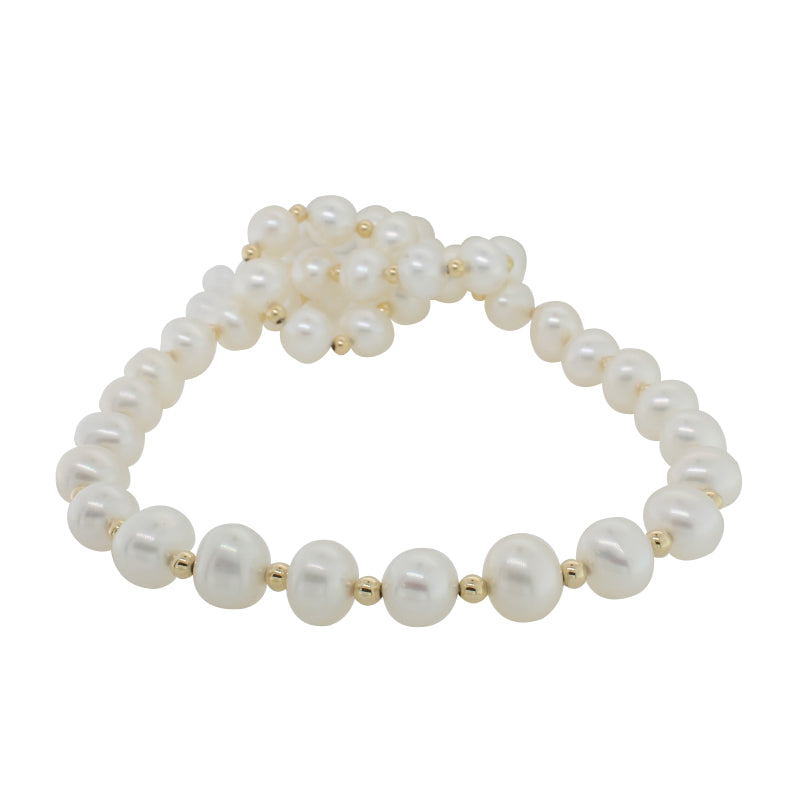 Freshwater Pearl 8.00mm to 8.50mm 50cm Necklace - Rolled Gold Spacers and Parrot Clasp