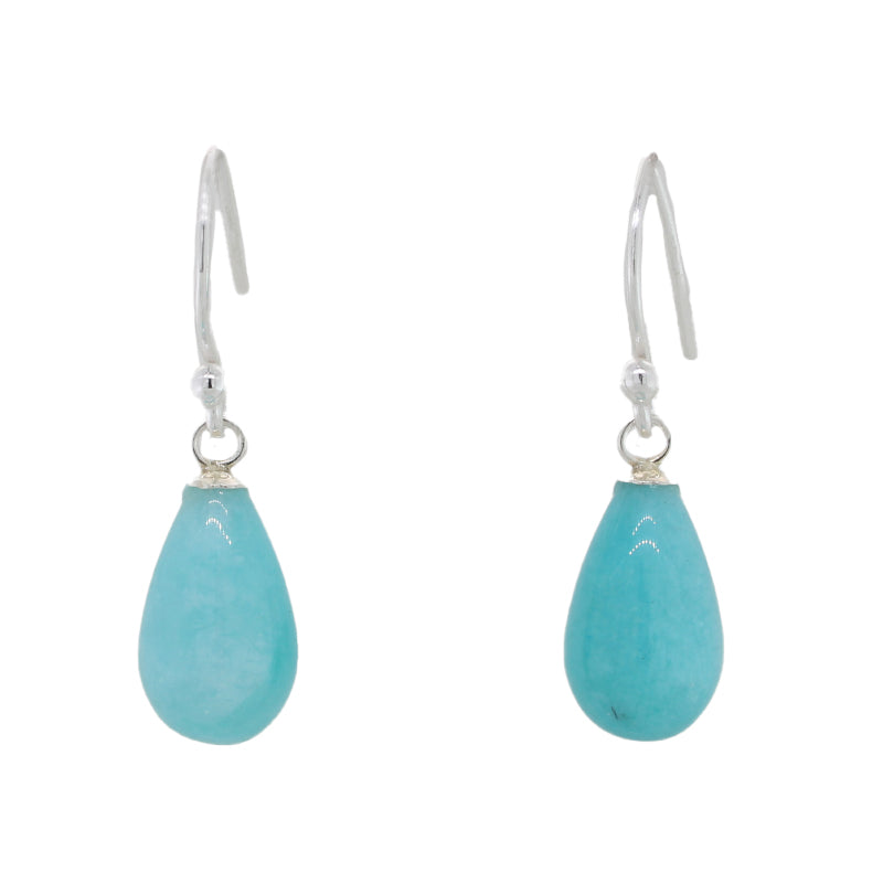 Sterling Silver Amazonite A A 13m x 8mm Drop Shepherd Hook Earrings