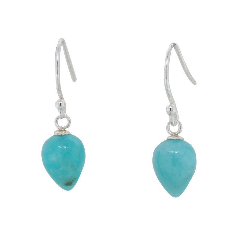 Sterling Silver Amazonite  A+ Grade  10mm x 8mm Inverted Drop Shepherd Hook Earrings