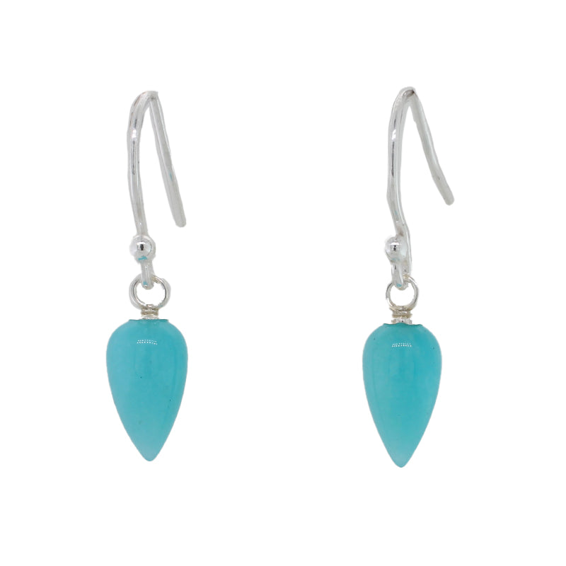 Sterling Silver Amazonite AAA Grade 10mm x 6m Smooth Drop Shepherd Hook Earrings