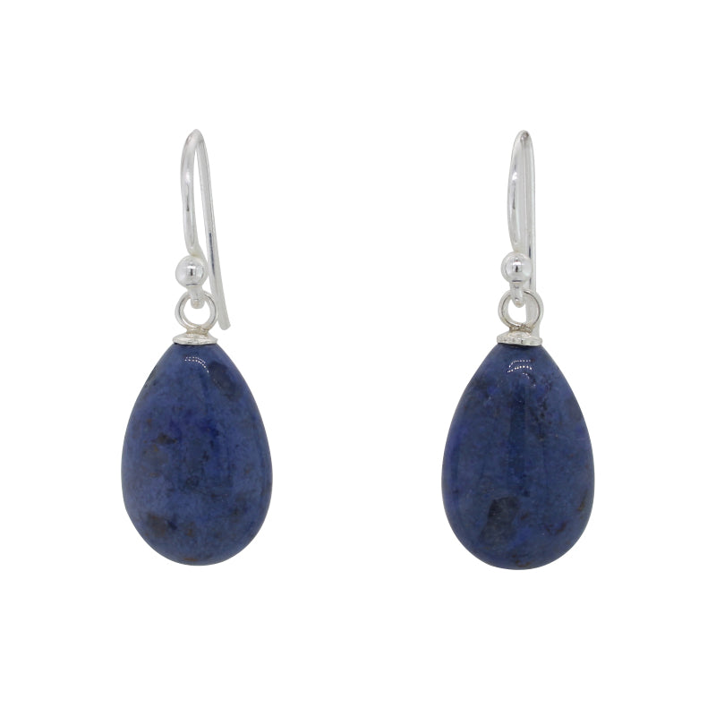 Sterling Silver Dumortierite 15mm x 10mm x 6mm  Drop Shepherd Hook Earrings