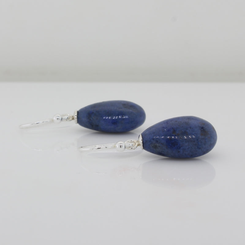 Sterling Silver Dumortierite 15mm x 10mm x 6mm  Drop Shepherd Hook Earrings