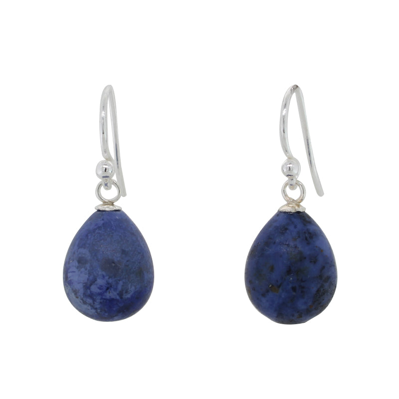 Sterling Silver Dumortierite A Grade 12mm x 10mm Drop Shepherd Hook Earrings