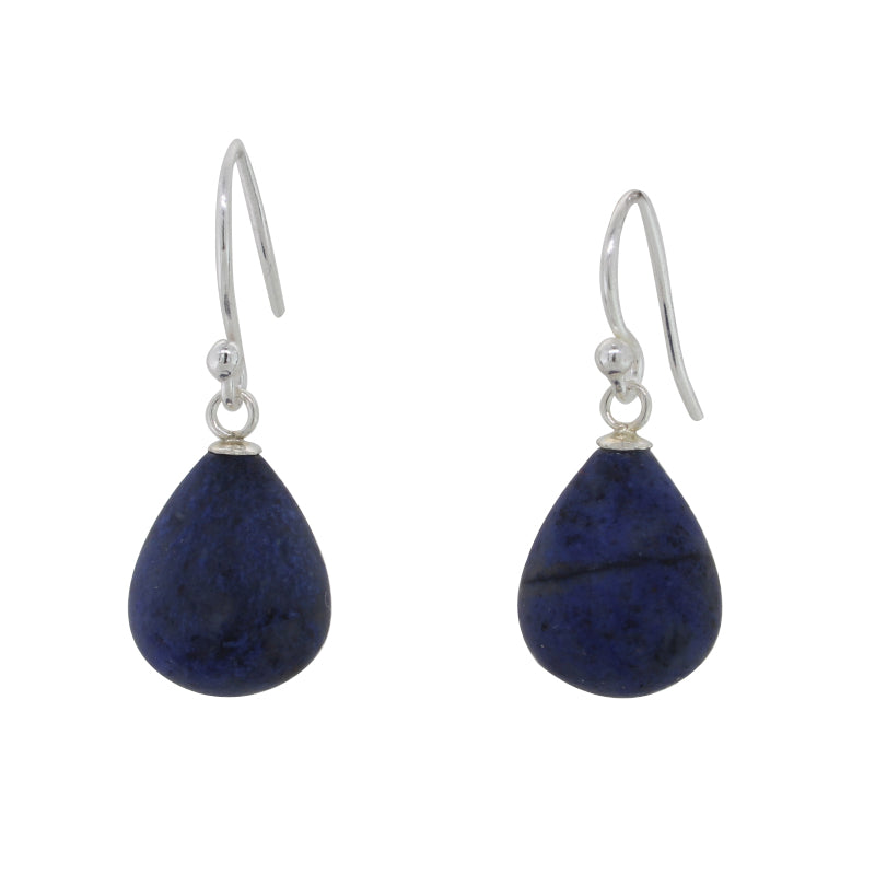 Sterling Silver Dumortierite A Grade 14mm x 11.5mm Drop Shepherd Hook Earrings