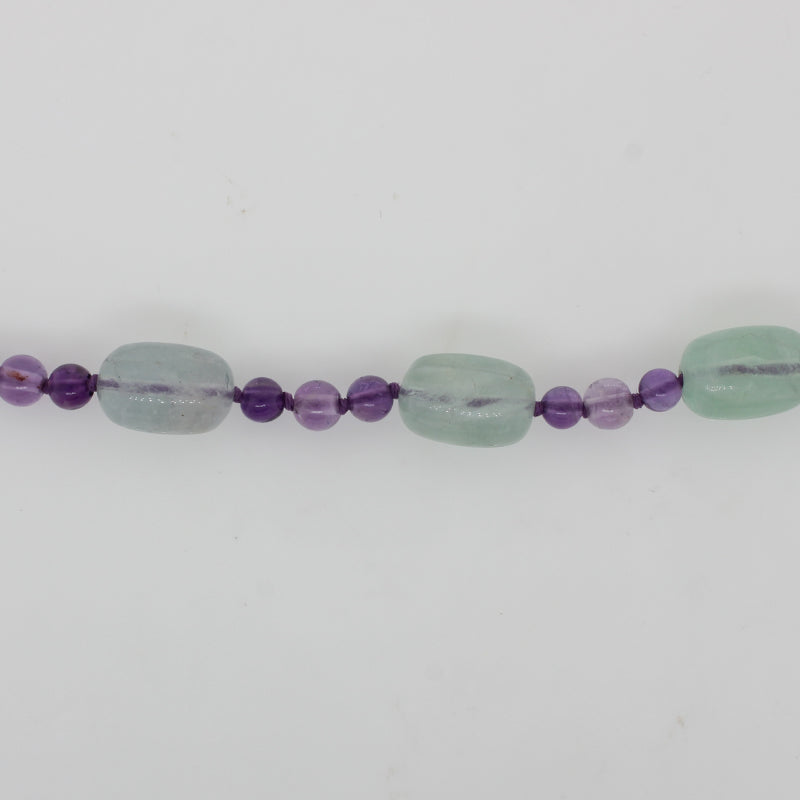 Fluorite and Amethyst Necklace with Sterling Silver Magnetic Clasp