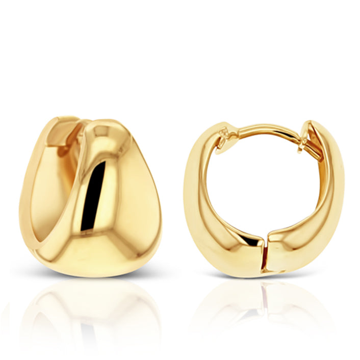 9 Carat Yellow Gold Plain 9mm Tight Huggie. Plain Polished Graduated Huggie - 3mm at top 9mm at bottom -Tear Drop Shape 