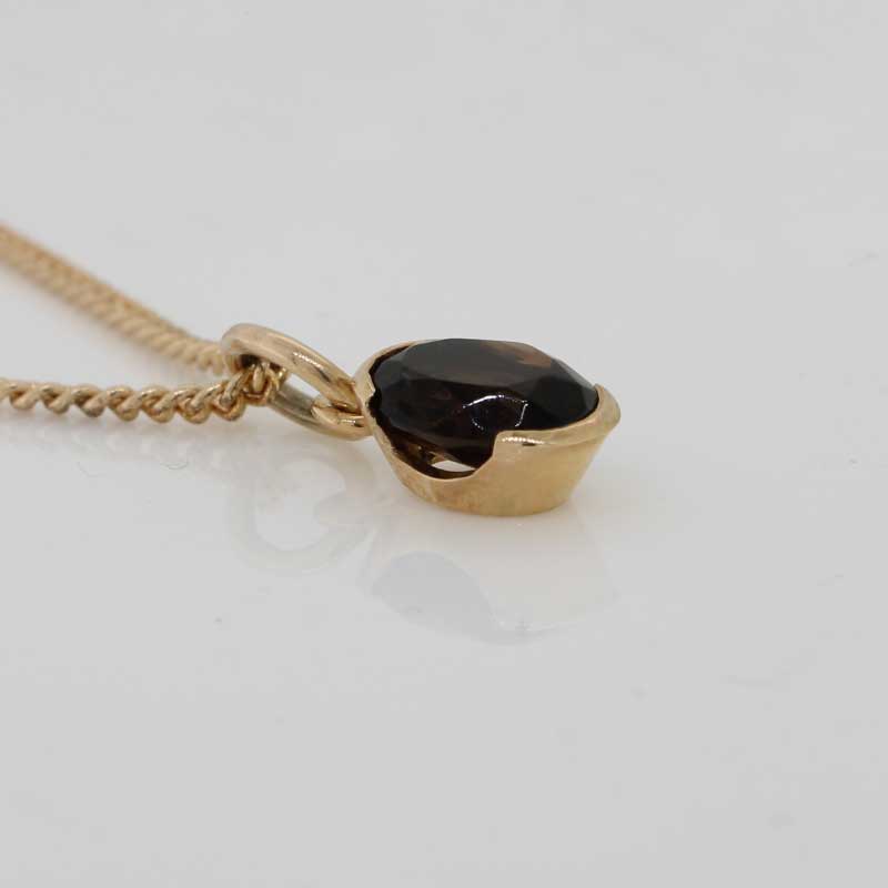 9ct Yellow Gold Smoky Quartz Oval Pendant