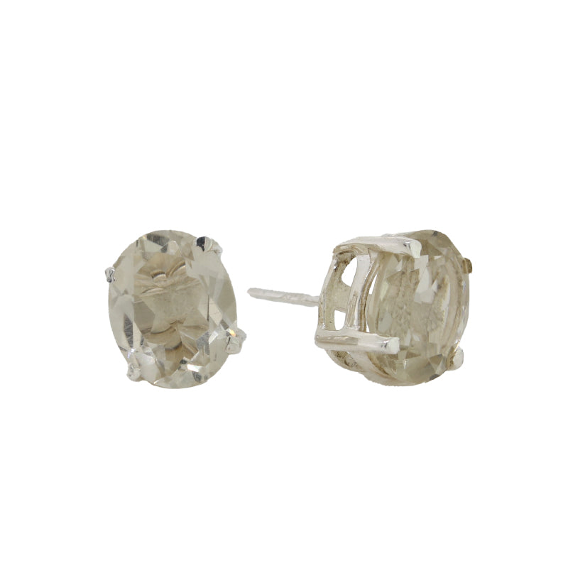 Oval Citrine Claw Set Sterling Silver Studs - 9.85mm x 7.79mm