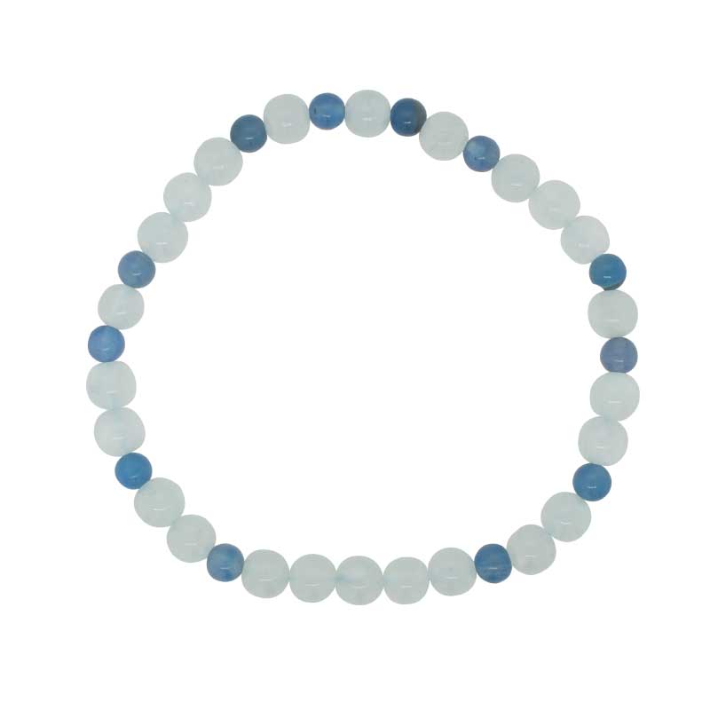 Prehnite and Blue Chalcedony Elastic Bracelet  - 19.5cm 