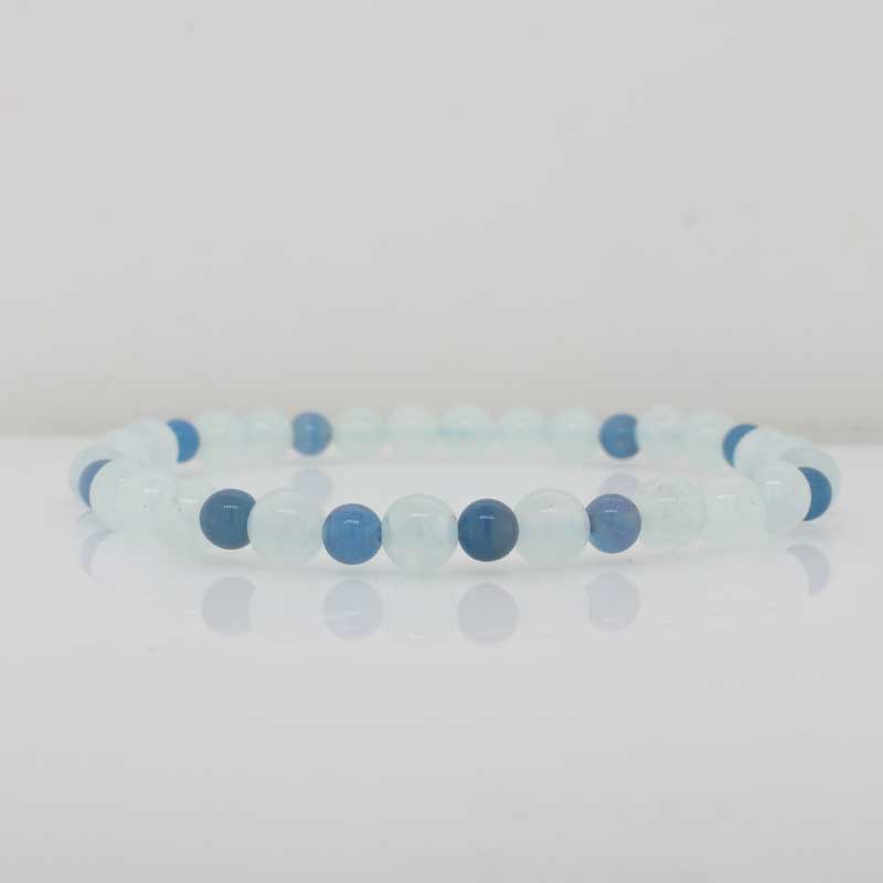 Prehnite and Blue Chalcedony Elastic Bracelet  - 19.5cm 