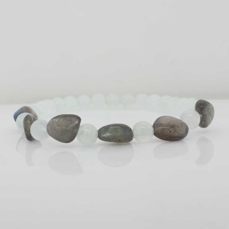 Labradorite and Prehnite Elastic Bracelet - 19cm 