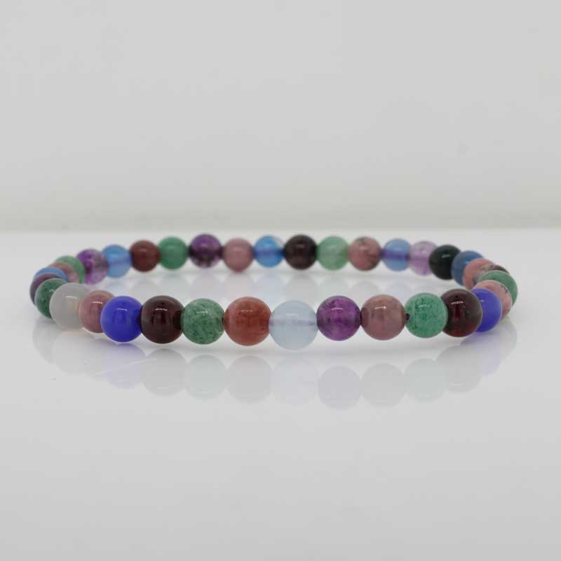 Mixed Gemstone (Bead Soup) Elastic Kids Bracelet  - 16.5cm