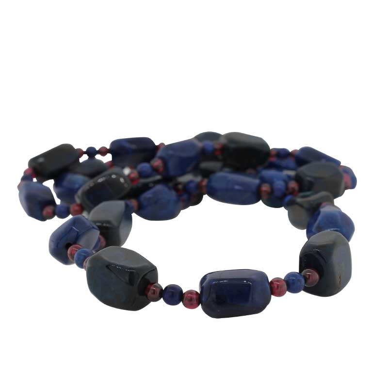 Lapis Lazuli and Garnet Necklet  - 63.5cm 