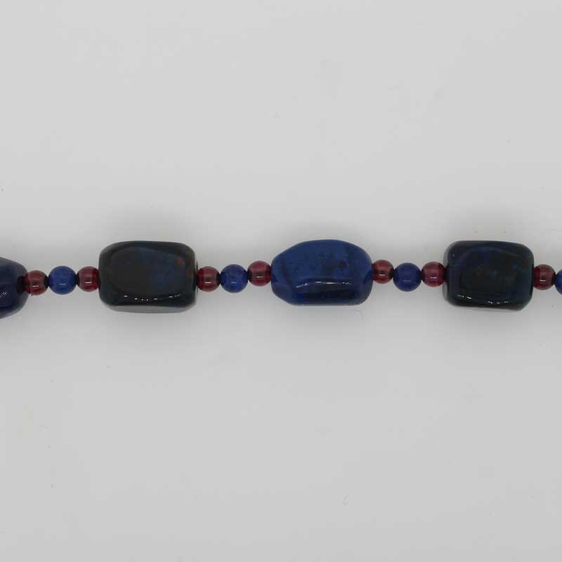 Lapis Lazuli and Garnet Necklet  - 63.5cm 