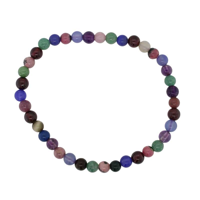 Mixed Gemstone (Bead Soup) Elastic Bracelet - 19cm