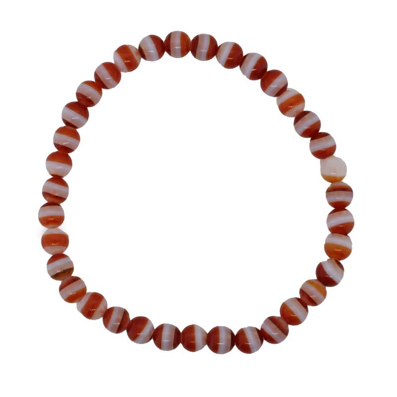 Orange Banded Onyx Elastic Kids Bracelet - 16.5cm