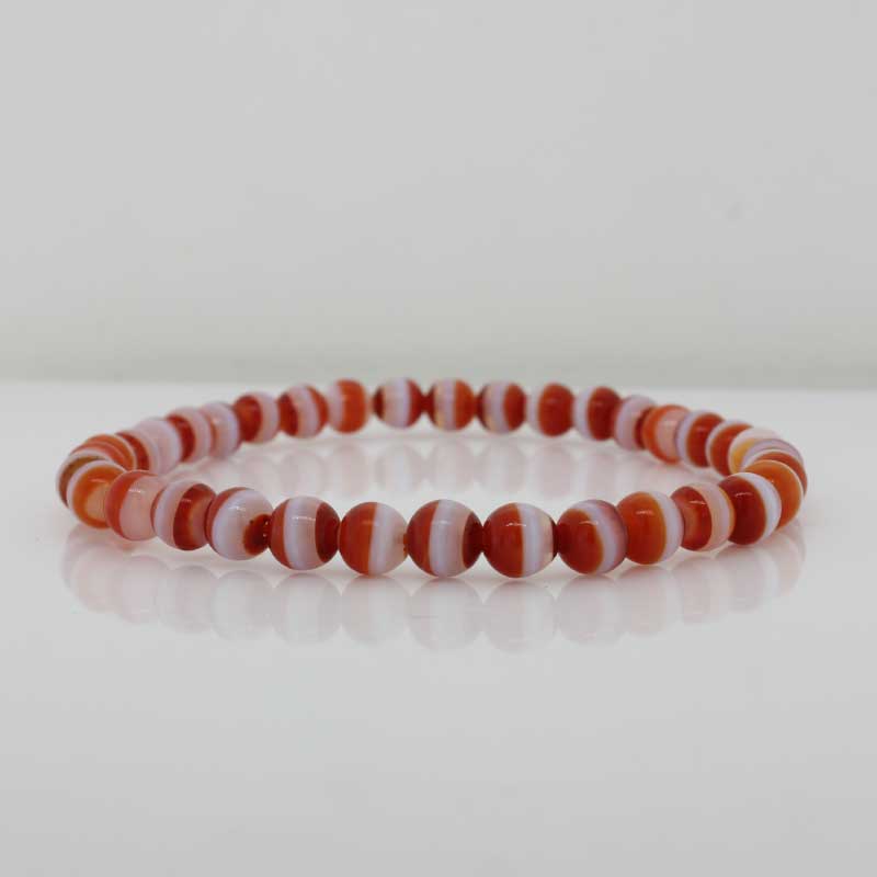 Orange Banded Onyx Elastic Kids Bracelet - 16.5cm