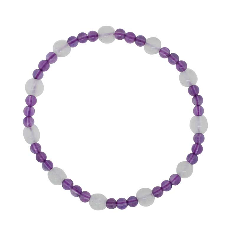 Amethyst and Prehnite Elastic Bracelet  - 19cm