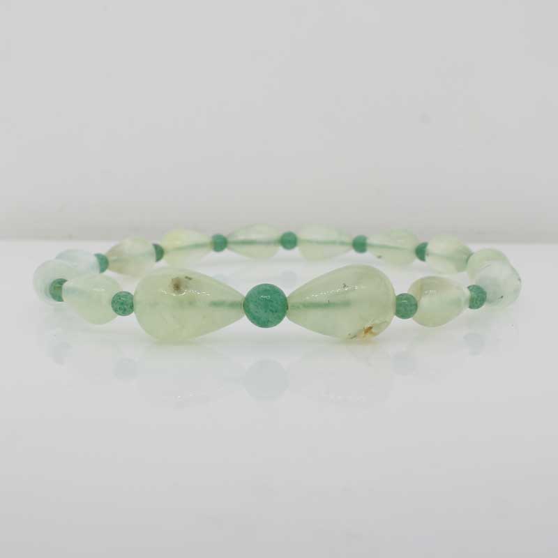 Prehnite and Green Aventurine Elastic Bracelet  - 20cm