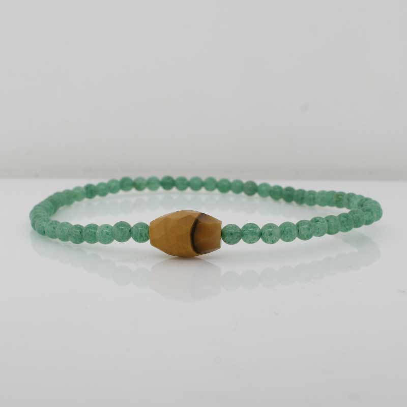 Green Aventurine and Mookaite Elastic Bracelet - 19cm