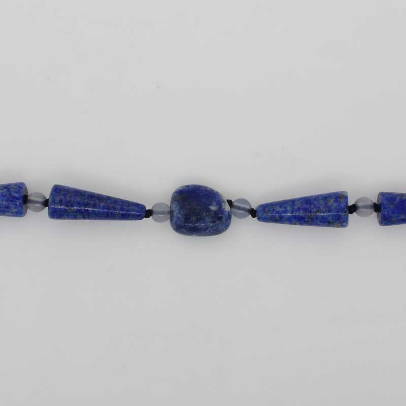 Lapis and Blue Chalcedony Knotted Necklet - Approx 69cm 