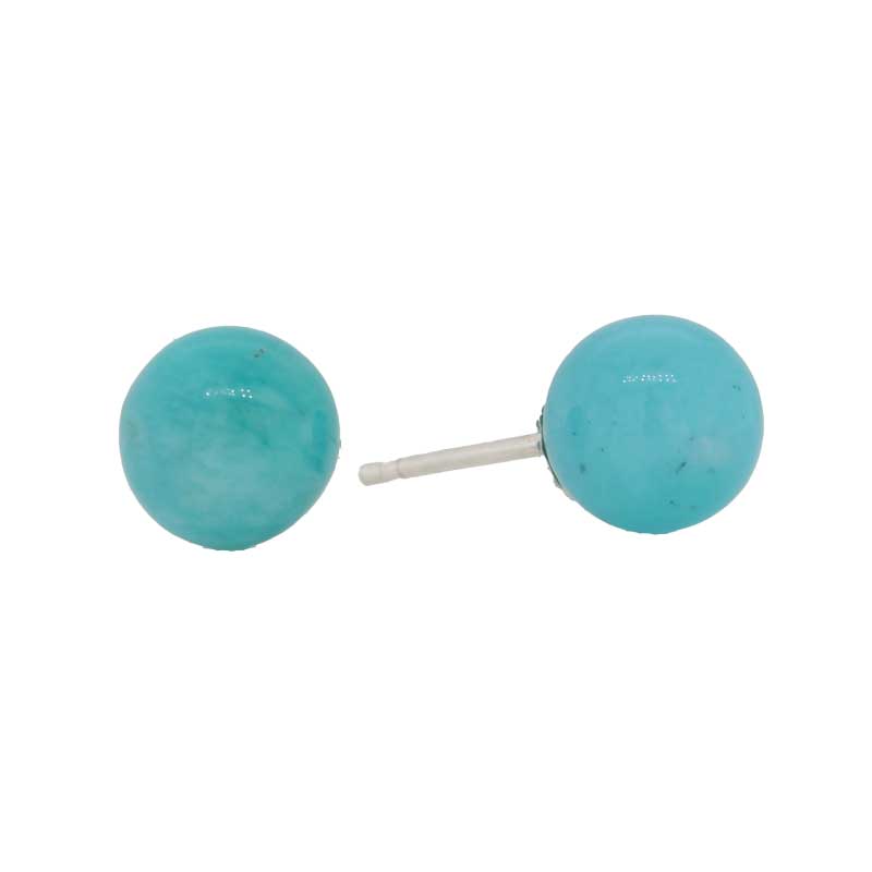 Amazonite 8mm Sterling Silver Studs