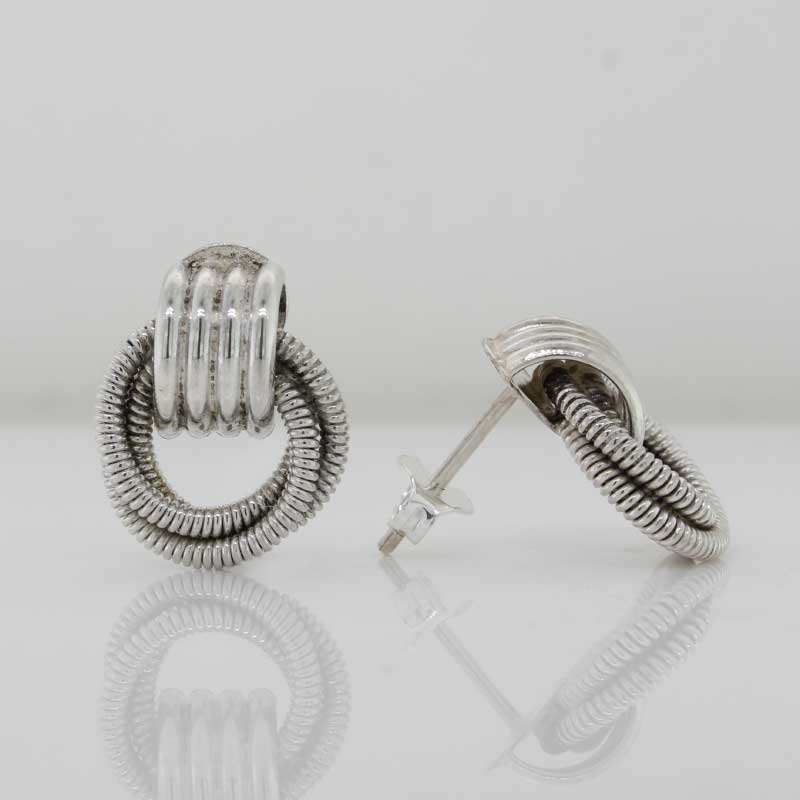 Sterling Silver Stud Earrings  - Rope and Coil Design