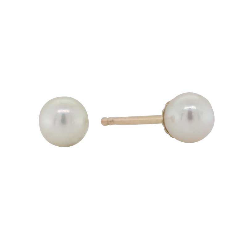 9 Carat Yellow Gold 4.5 - 5mm Cultured Akoya Pearl Stud Earrings