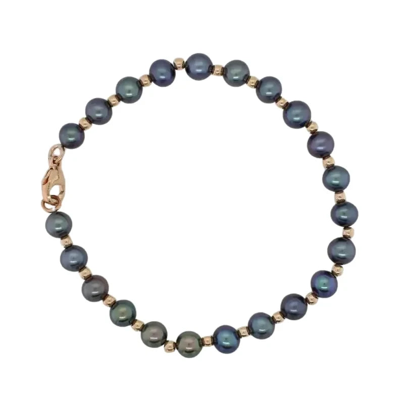 Dyed Freshwater Pearl 6.00mm to 6.50mm 19cm Bracelet - 14ct