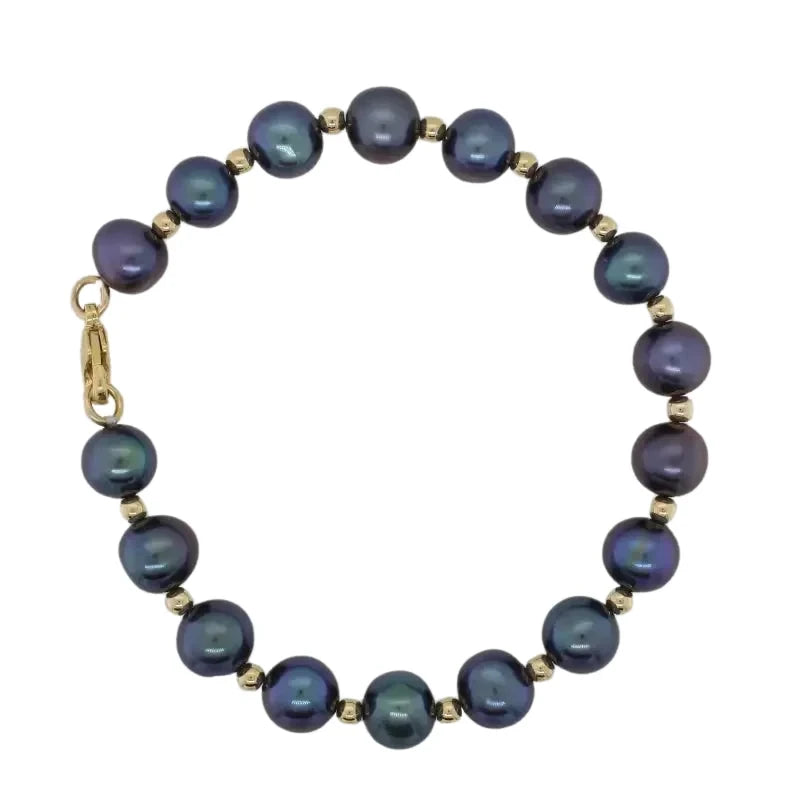 Dyed Freshwater Pearl 7.00mm to 7.50mm 19cm Bracelet - 14ct