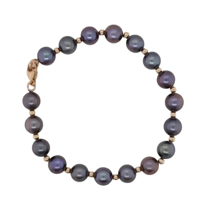 Dyed Freshwater Pearl 8.00mm to 8.50mm 19cm Bracelet - 14ct
