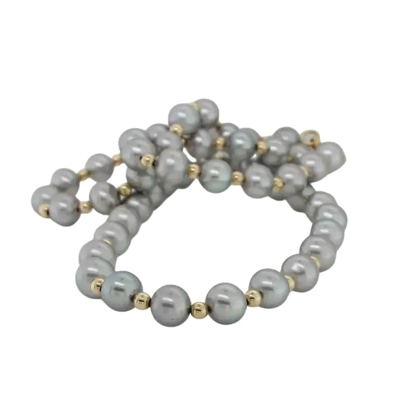 Dyed Silver Grey Freshwater Pearl 7.00mm to 7.50mm 45cm