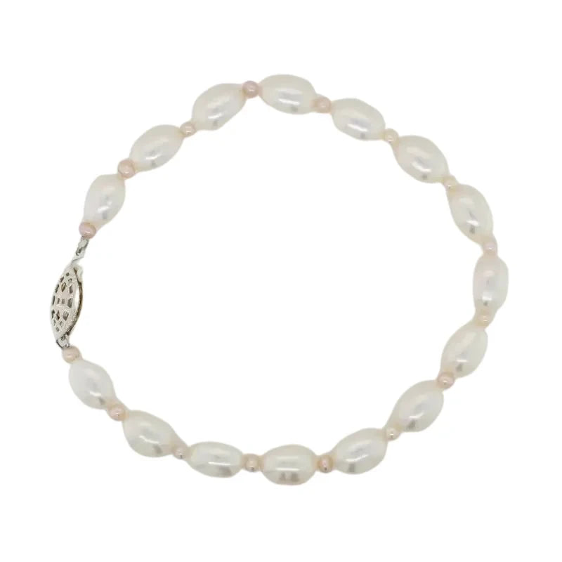 Freshwater 7.00mm x 9.00mm Pearl 19cm Bracelet with