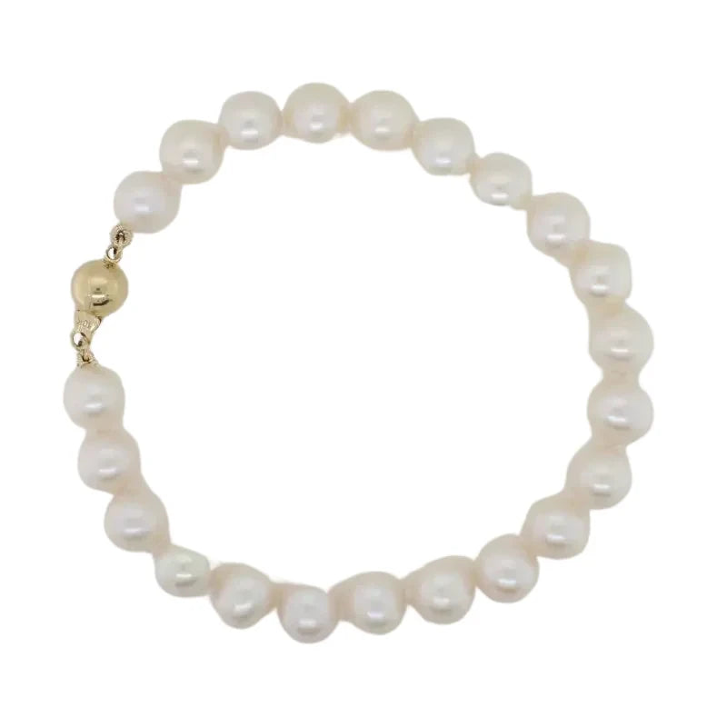 Freshwater 7.50mm to 8.00mm Pearl 19cm Bracelet with 9ct