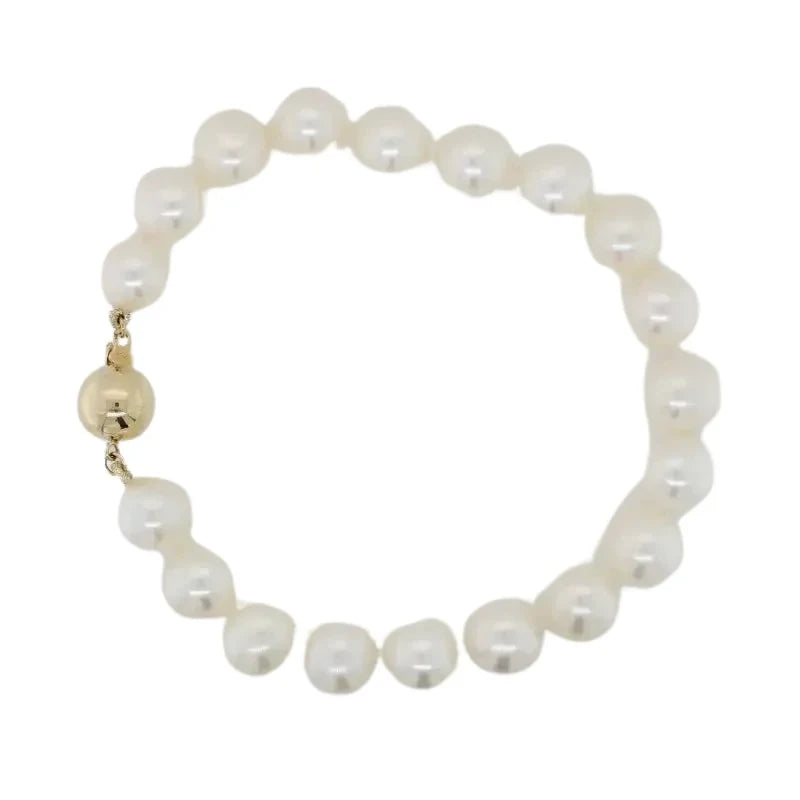 Freshwater 9.00mm to 9.50mm Pearl 19cm Bracelet with 9ct