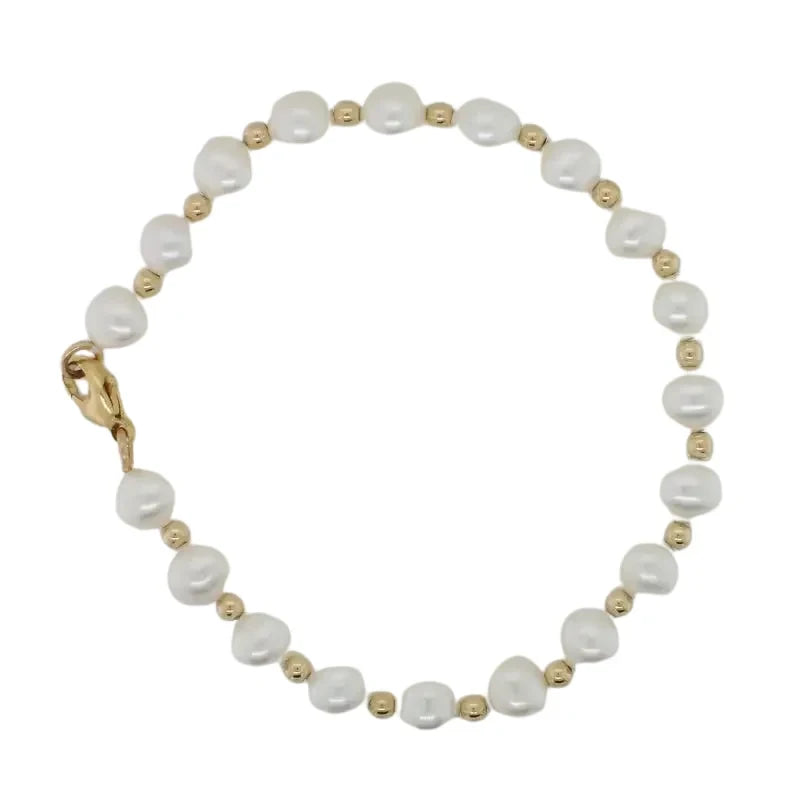 Freshwater Pearl 7.00mm to 7.50mm 19cm Bracelet - 14ct