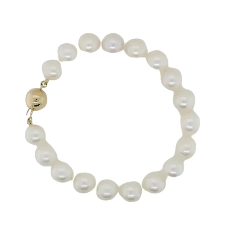 Freshwater Pearl 9.00mm to 9.5mm 19cm Bracelet with 9ct