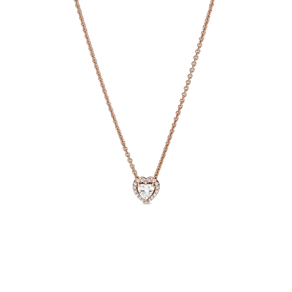 Pandora Rose Elevated Heart Collier Neclace with Clear Cubic