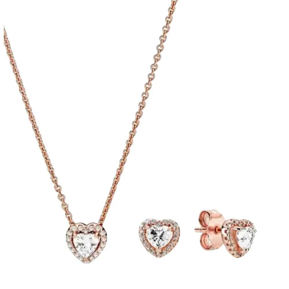 Pandora Rose Gold Plated Cubic Zirconia Elevated Hearts 45cm