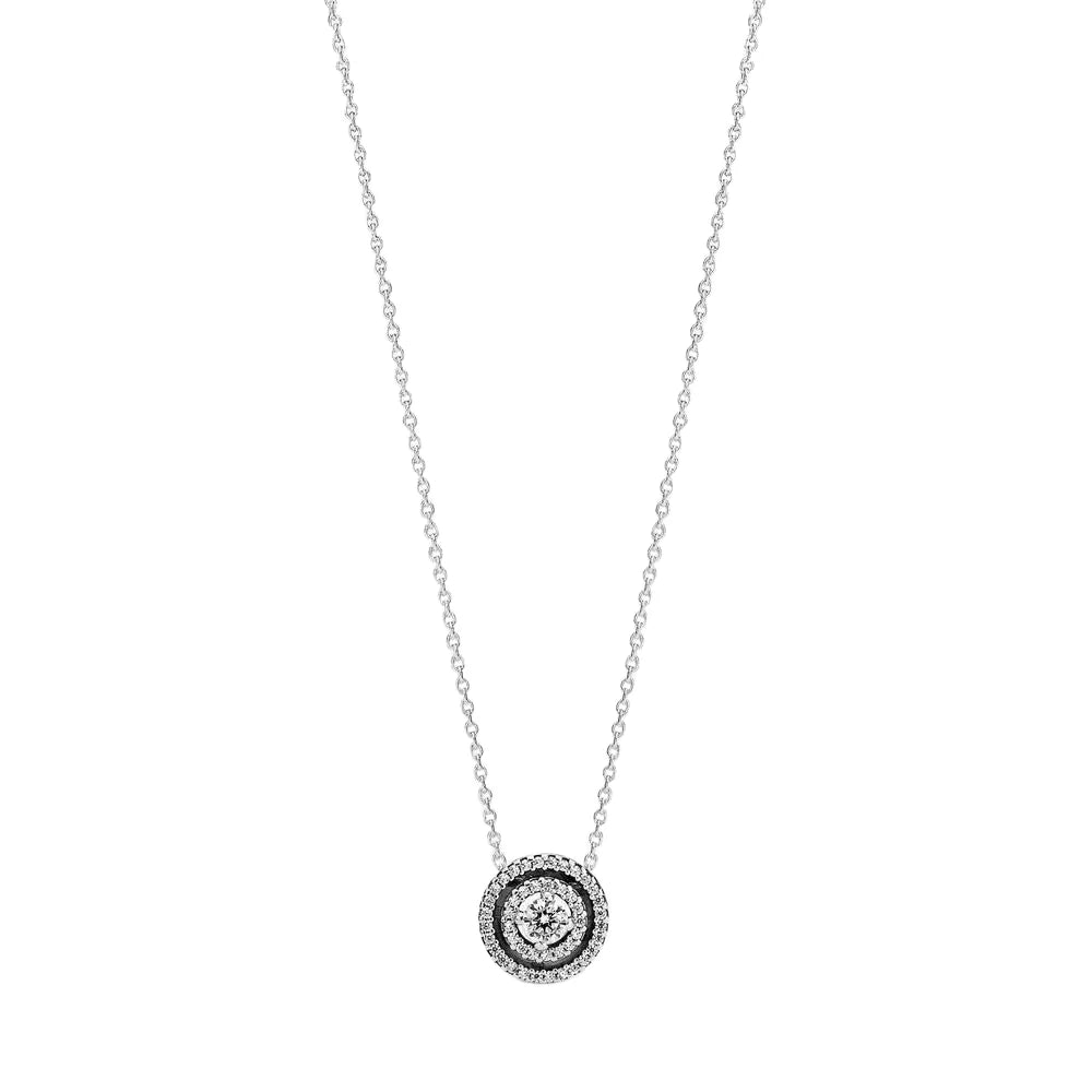 Pandora SS CZ Sparkling Double Halo Collier Necklace 45cm