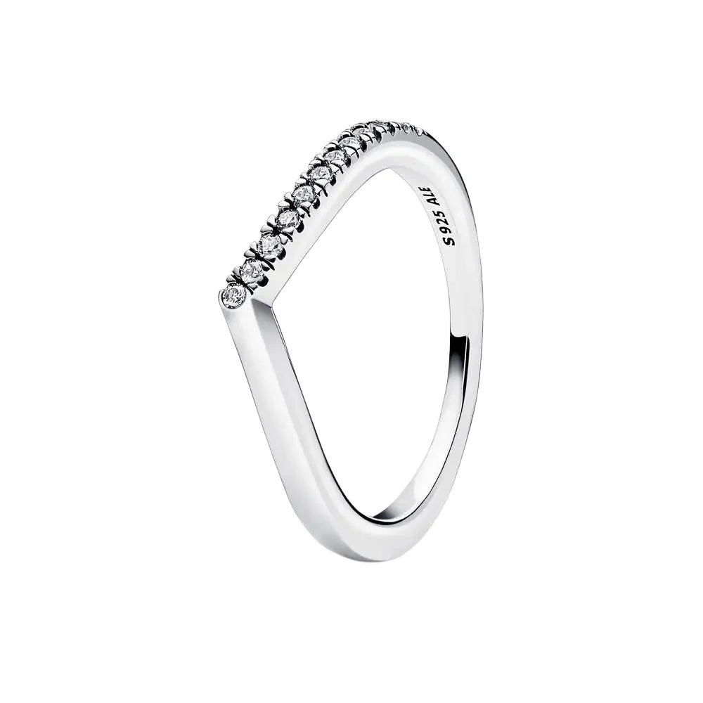 Pandora Sterling Silver Wishbone Ring with Clear Cubic