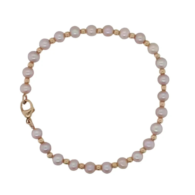 Pink Freshwater Pearl 5.00mm to 5.5mm 19cm Bracelet - 14ct