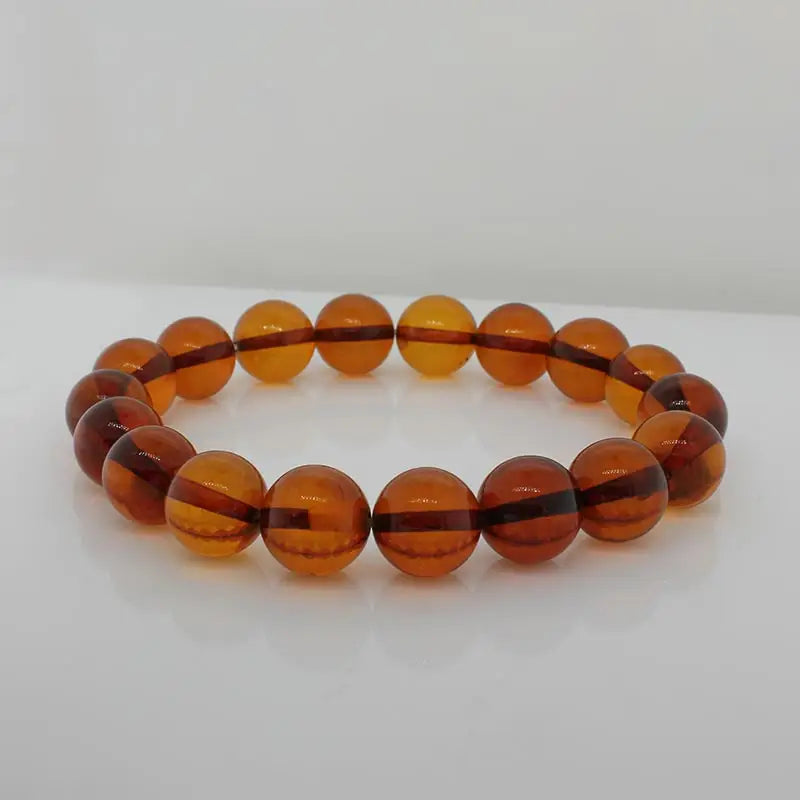 10.5mm Orange Baltic Amber Bead Bracelet on Stretch Material