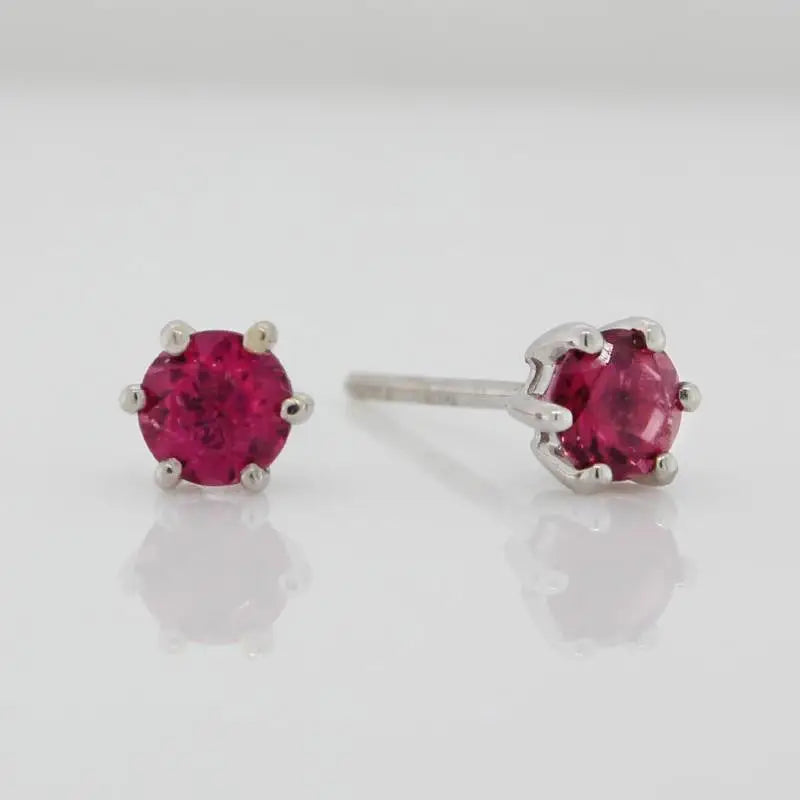 18 Carat White Gold Pink Tourmaline Stud Earrings