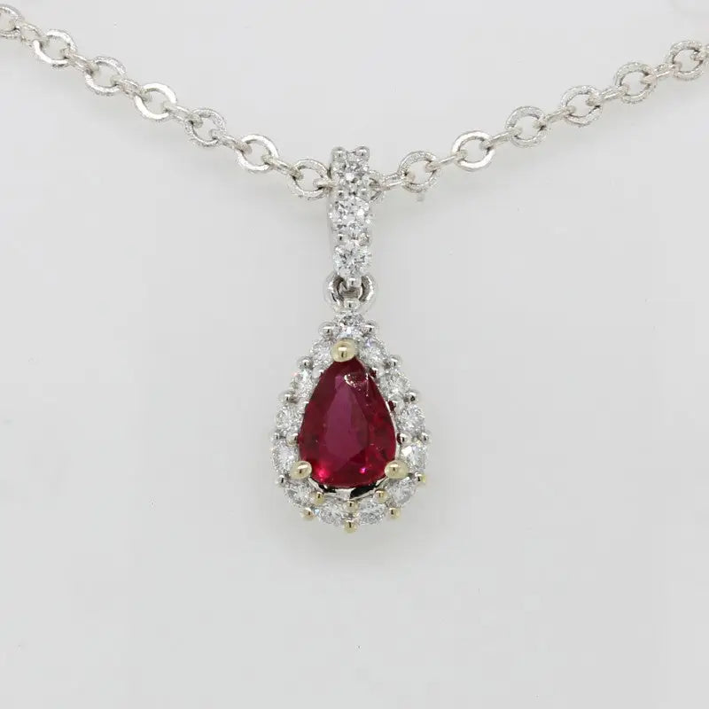 18 Carat White Gold Ruby & Diamond Pendant