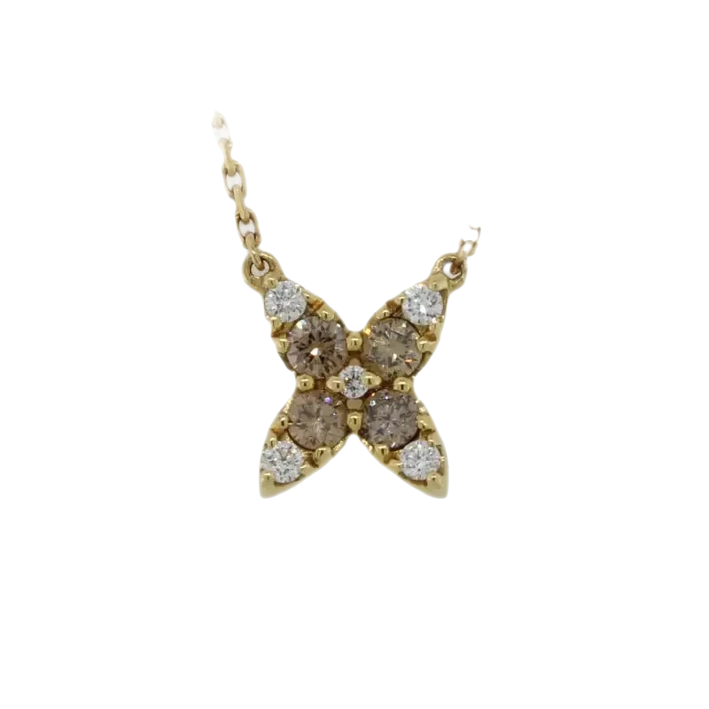 18 Carat Yellow Gold Australian Argyle Chocolate Diamond & White Diamond Butterfly Necklet, 45cm