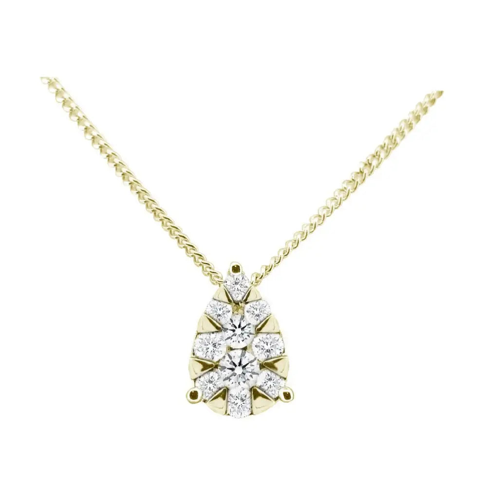 18 Carat Yellow Gold Pear Shaped Diamond Set Pendant, TDW 0.32 Carat