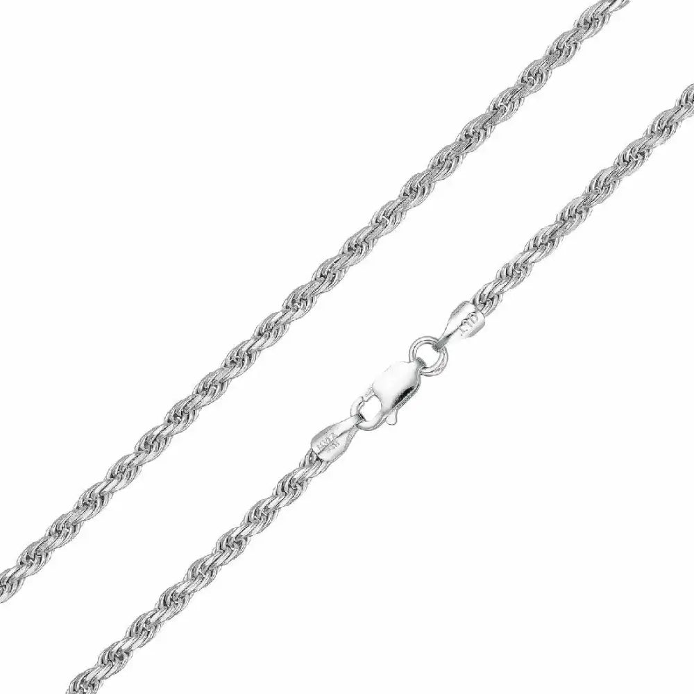 2.7mm Italian Rhodium Plated Sterling Silver Rope Chain 2