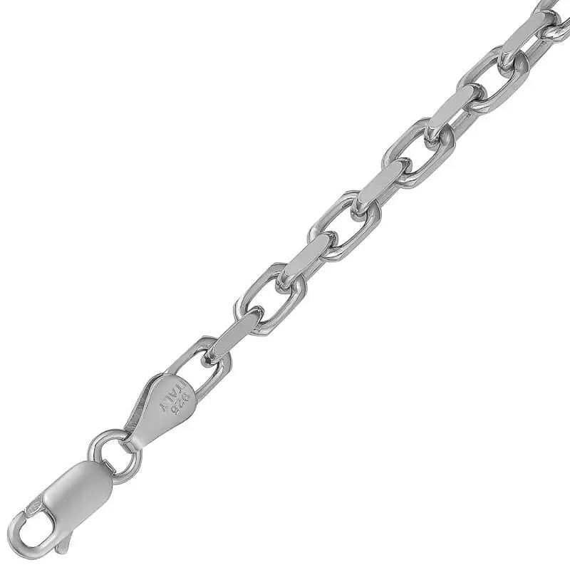 2.8mm Italian Rhodium Plated Sterling Silver Heavy Diamond Cut Square Link Chain 50cm