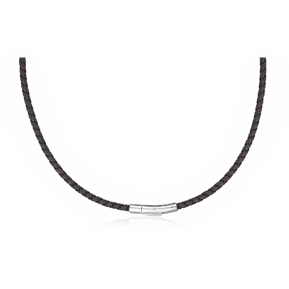 3mm Black Leather Necklace With Shiny Clip -55cm SEASPRAY